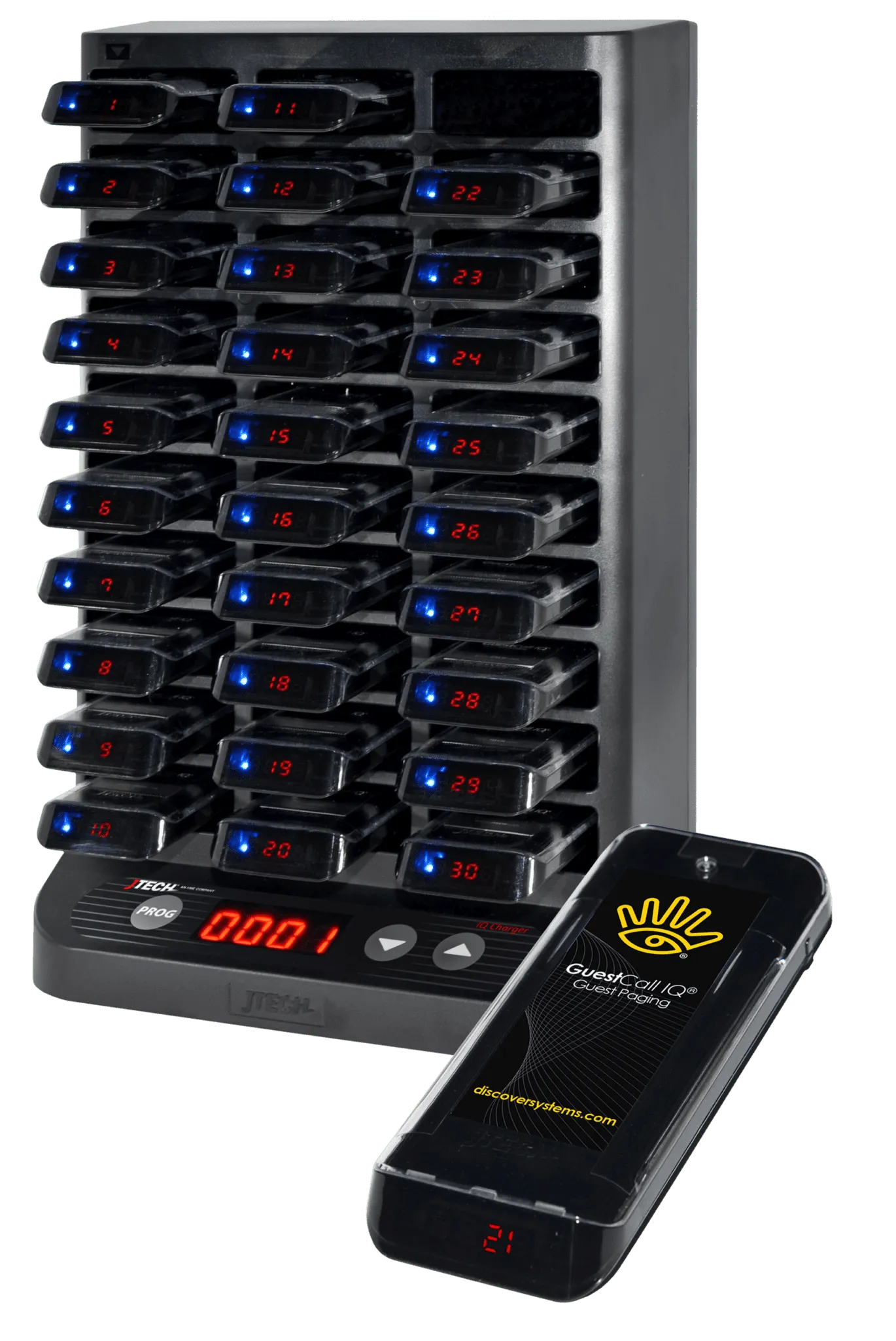 JTECH GuestCall IQ Pager mit Ladeturm