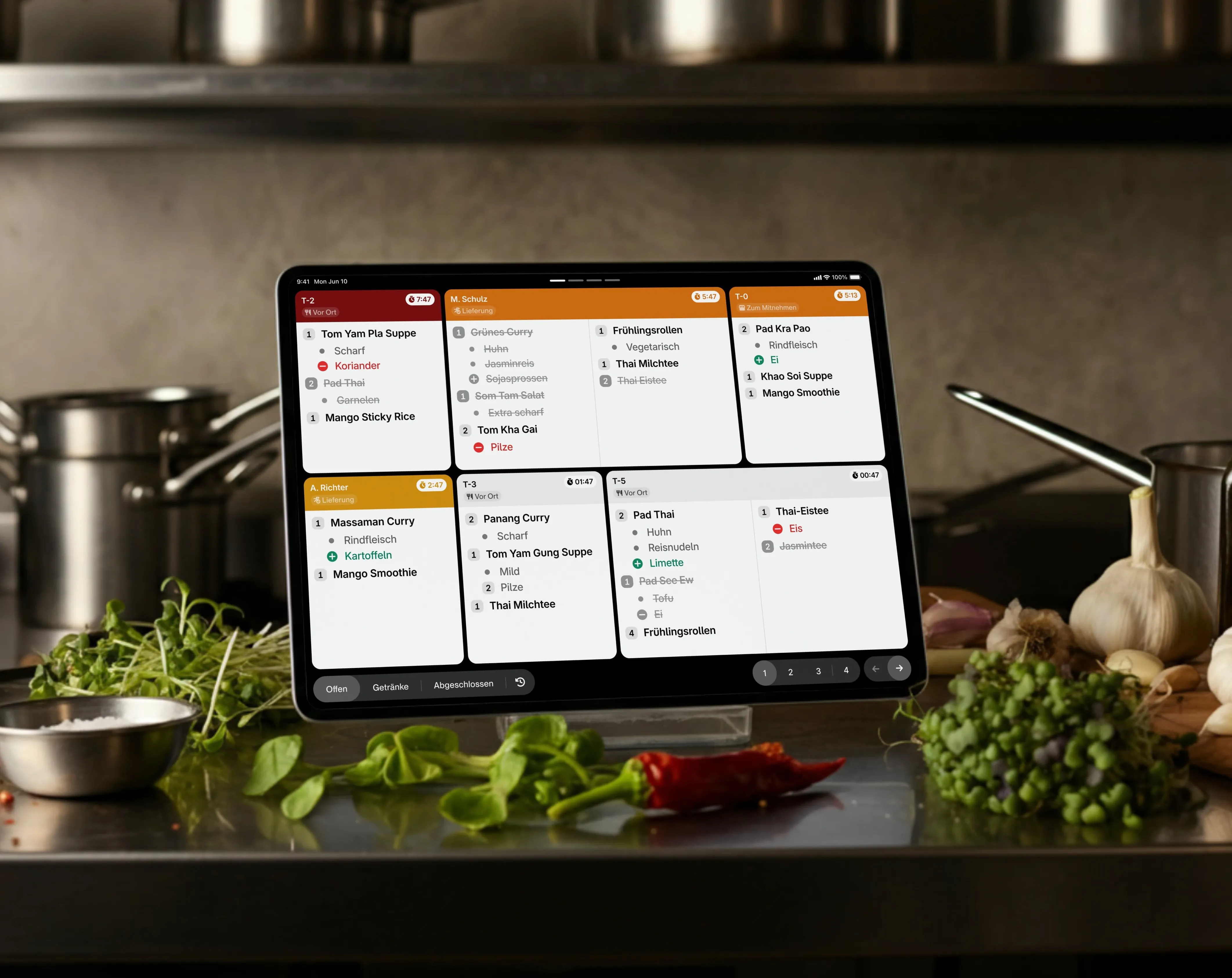 PIQY Kitchen Display System auf einem Tablet